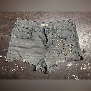 Free People Gray Studded Jean Shorts